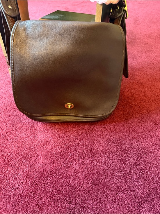 Coach Other - Coach Brown Leather Messenger Bag with Gold Turn-Lock